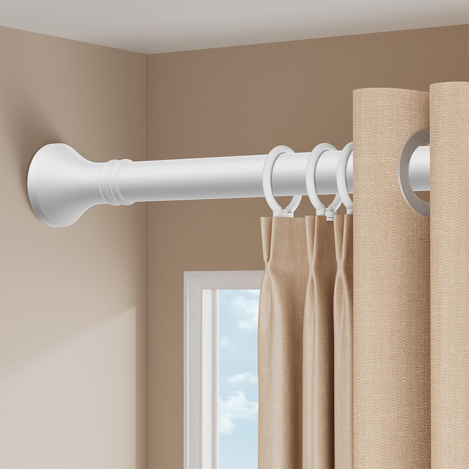 Bastone per tenda regolabile senza fori, 40-500 cm, asta per doccia estensibile diametro 33 mm, ideale per bagno, finestra, armadio (bianco 210-300 cm)