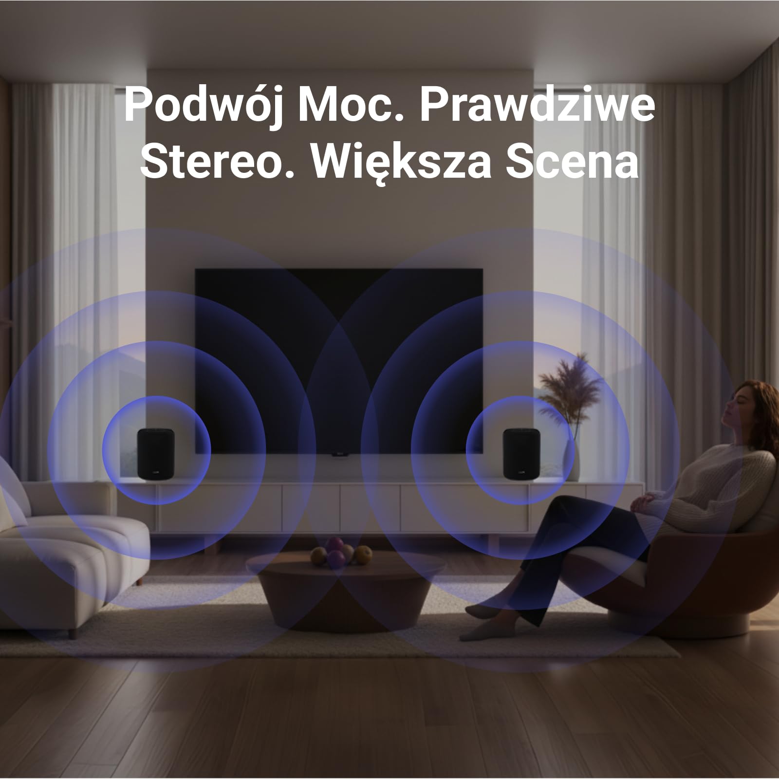 WiiM Sound Lite Smart Speaker, Hi-Res 24-bit/192 kHz, Korekcja Akustyki Pomieszczenia AI RoomFit™, Moc Szczytowa 100W, Wi-Fi 6E/Bluetooth 5.3, Multi-Room i Parowanie Stereo, Czarny