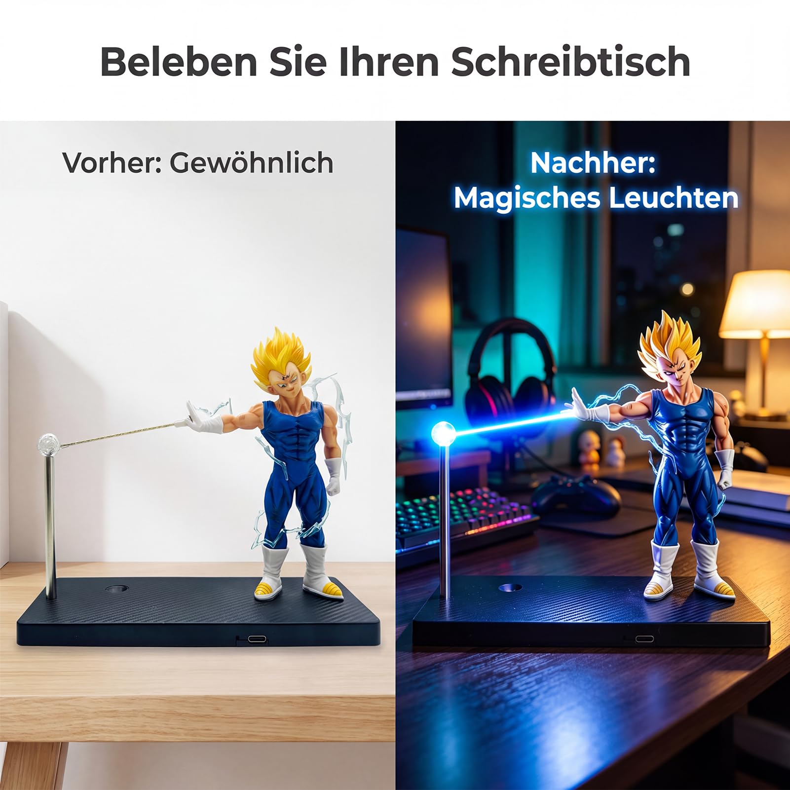 Dragon Ball Magnetisch Nachtlicht,Super Saiyan Son Goku Nachtlicht,Dragon Ball Z Actionfigur Lampe,3D LED Illusion Lampe,décoration de chambre pour fan Goku (stil-2)