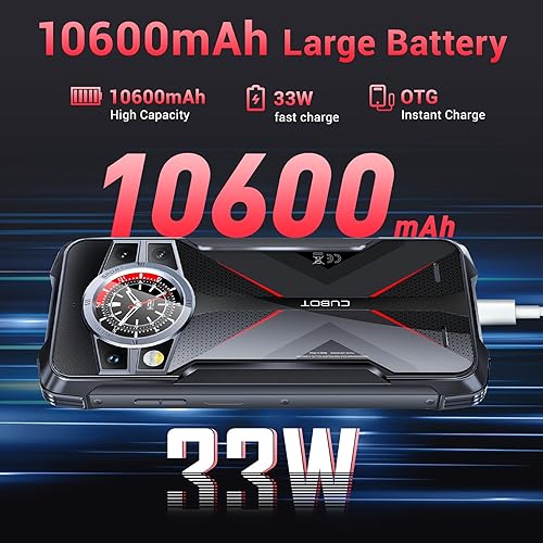 Miniatura 3 de CUBOT Kingkong 9 Smartphone resistente desbloqueado, 24GB RAM 256GB ROM teléfono celular resistente Android 13,10600mAh batería, Helio G99, pantalla