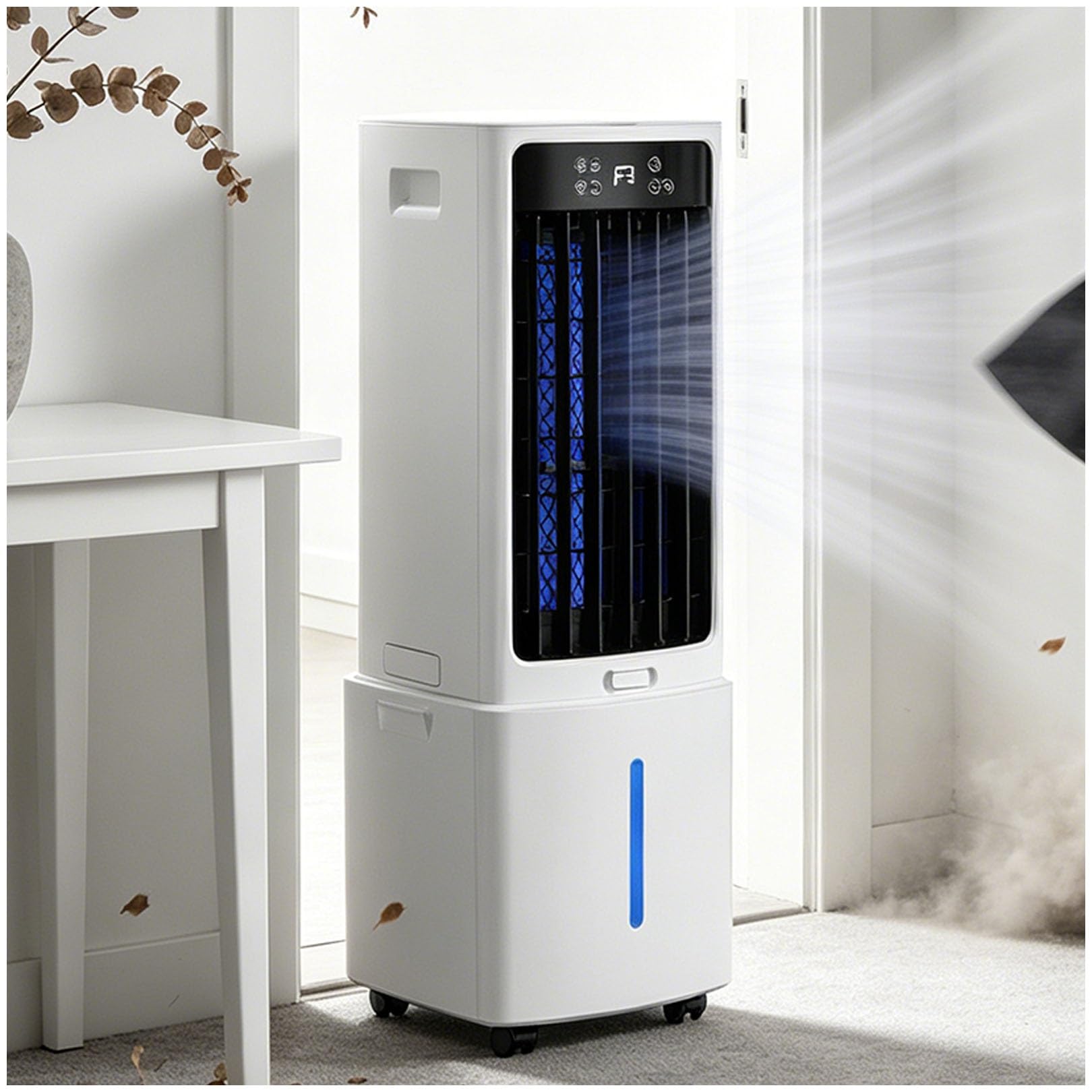Evaporative Air Cooler with 2 Ice Packs, 12L 3-in-1 Cooling Fan Remote, 588 CFM Arctic Airflow, 120° Oscillation, 65W Low Power AC Unit for Bedroom Living Room Office