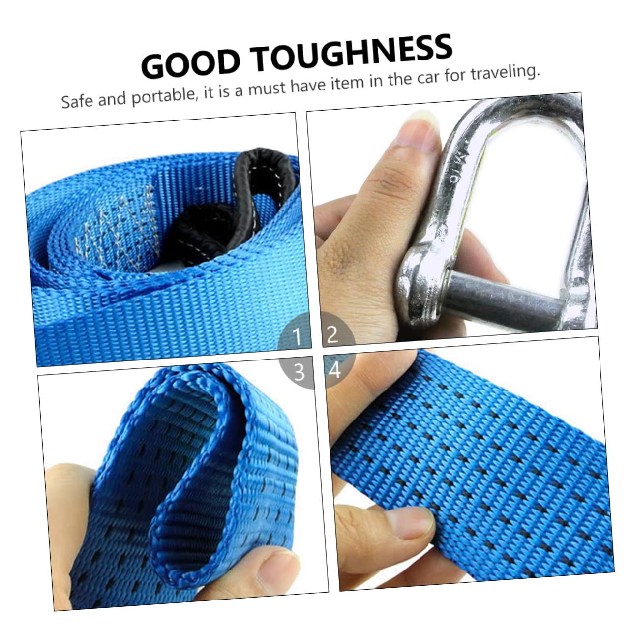 Cabilock Cuerda De Remolque Práctica para Coche Metros De Longitud Toneladas De Resistencia Doble y Material Robusto para Remolque De Emergencia Carretera o Off-Road