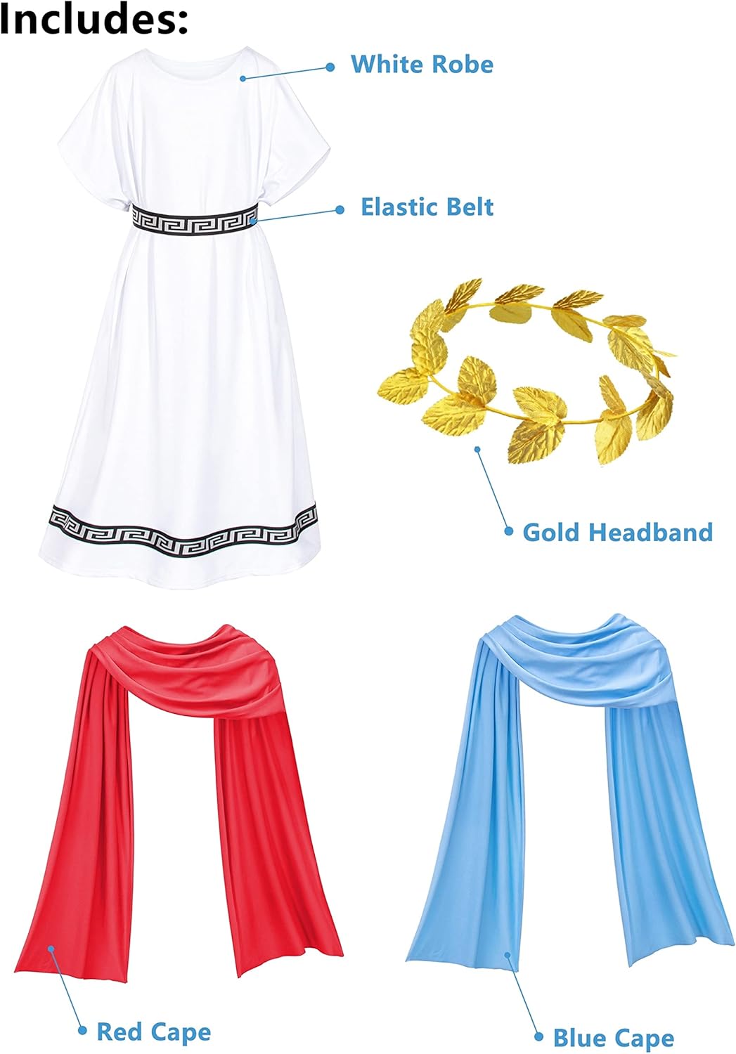 Yoroka Kids Grecian Robe for Medieval times Olympic palace White Toga Costume - Image 2