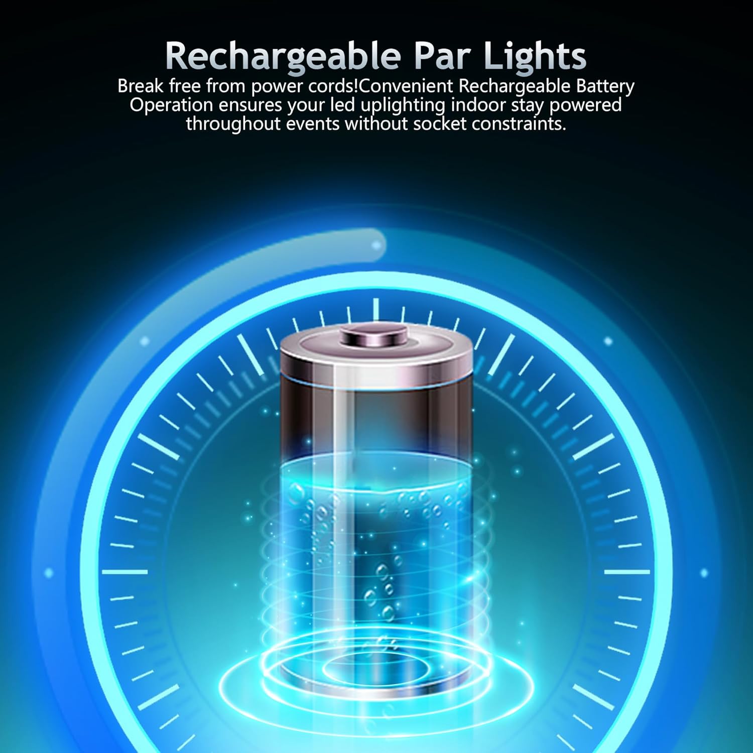 Rechargeable Led Stage Lights,54W RGBWA+UV 6IN1 Battery Powered Uplights with Wireless 2.4G App Control,DJ Par Can Lighting with Sound Activated & Remote Control for Weddings Parties