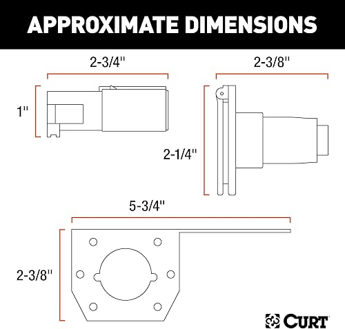 Miniatura 2 de CURT 58093 Conectores de mazo de cables redondos de 6 pines para el lado del vehículo y del remolque