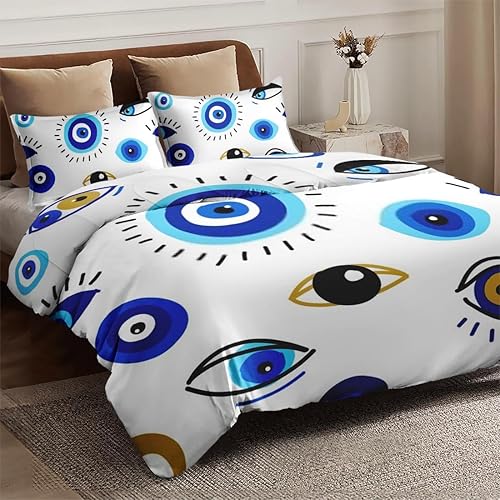 Miniatura 4 de Funda de edredón tamaño Queen, juego de ropa de cama griego turco contemporáneo malvado con cierre de cremallera para niños y adultos, funda de