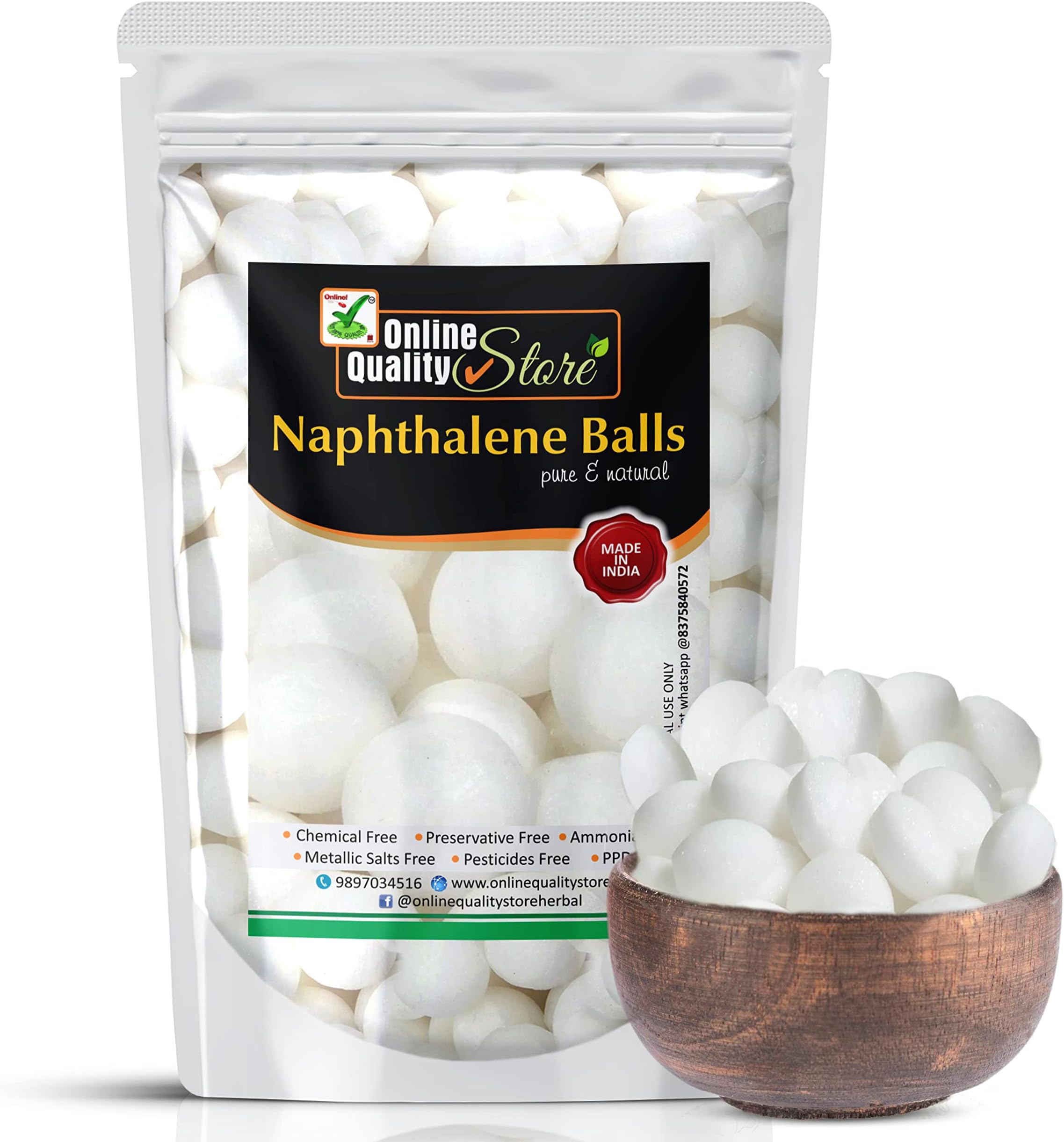 Online Quality Store napthalene Balls for Clothes Pantry| napthalene Ball| napthalene Balls for Clothes| Kapoor goli for Cloth/Wardrobe (100 gm, White)