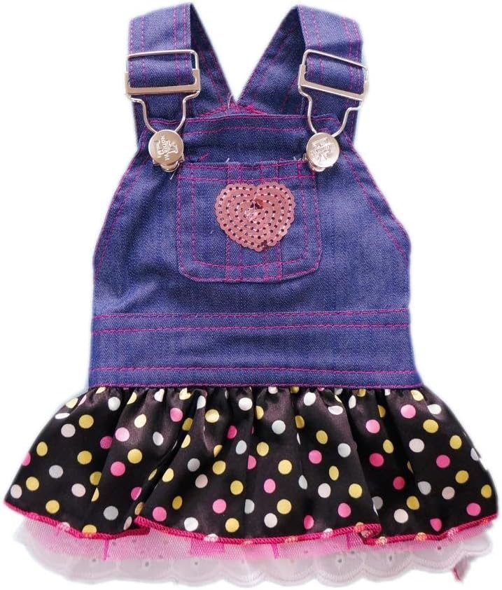 Petparty® Sweet Heart Sequins Denim Dog Dress Dog Clothes, XS