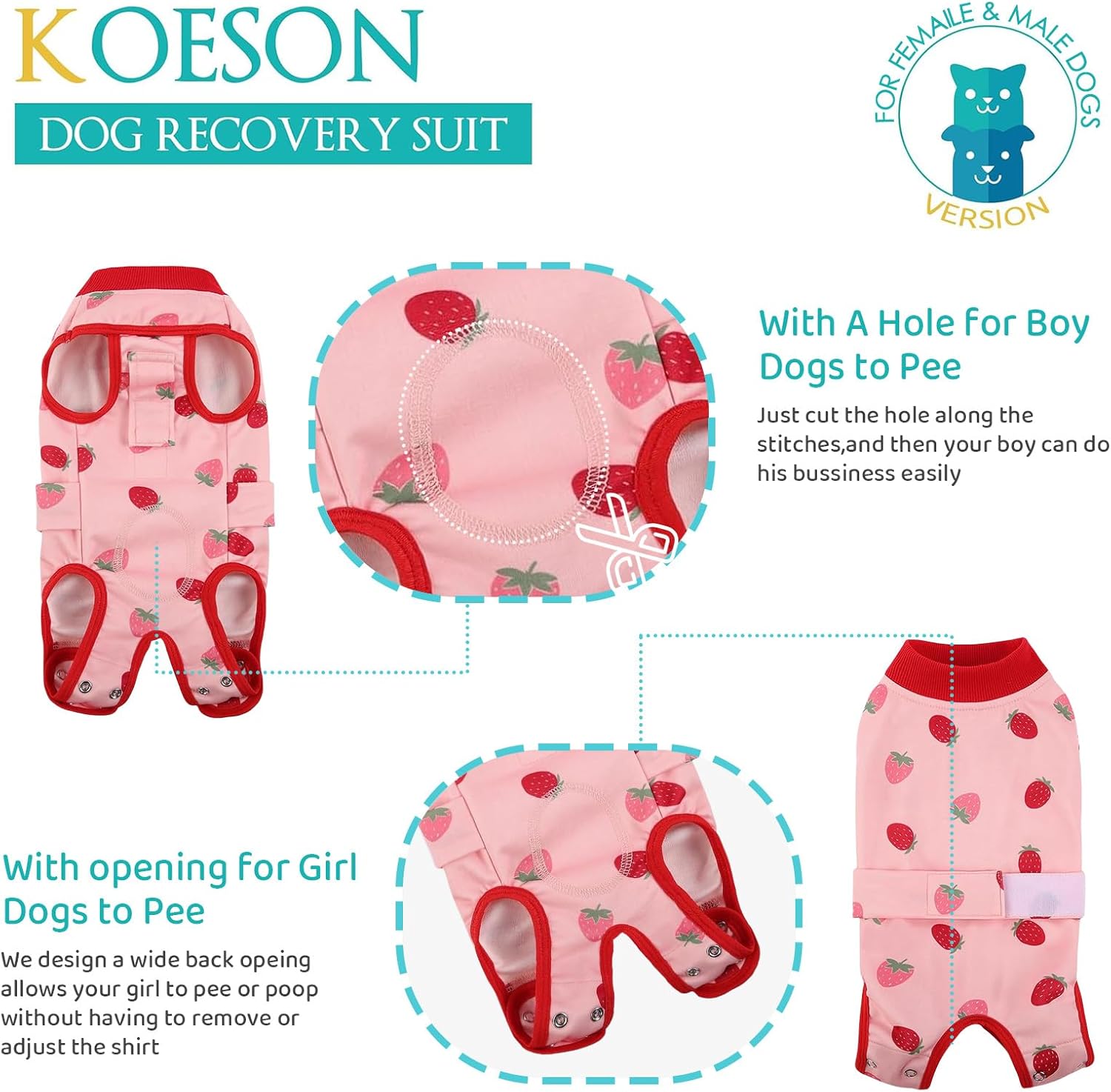 KOESON Dog Onesie for Surgery Female, Soft & Lightweight Recovery Suit for Dogs After Surgery, Female & Male Dog Recovery Suit to Prevernt Licking Abdominal Wounds, Adjustable Pet Surgical Shirt, XXL