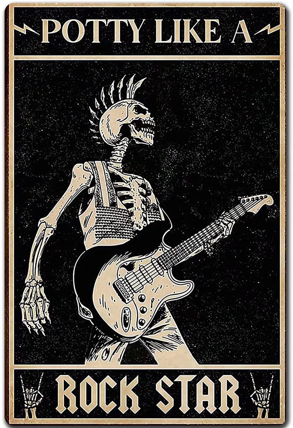 Cabenrm Potty Like A Rockstar Decor Gifts Funny Bathroom Decor Wall Art Coffee Bar Vintage Metal Tin Sign Office Home Toilet Signs Wall Decor Pictures