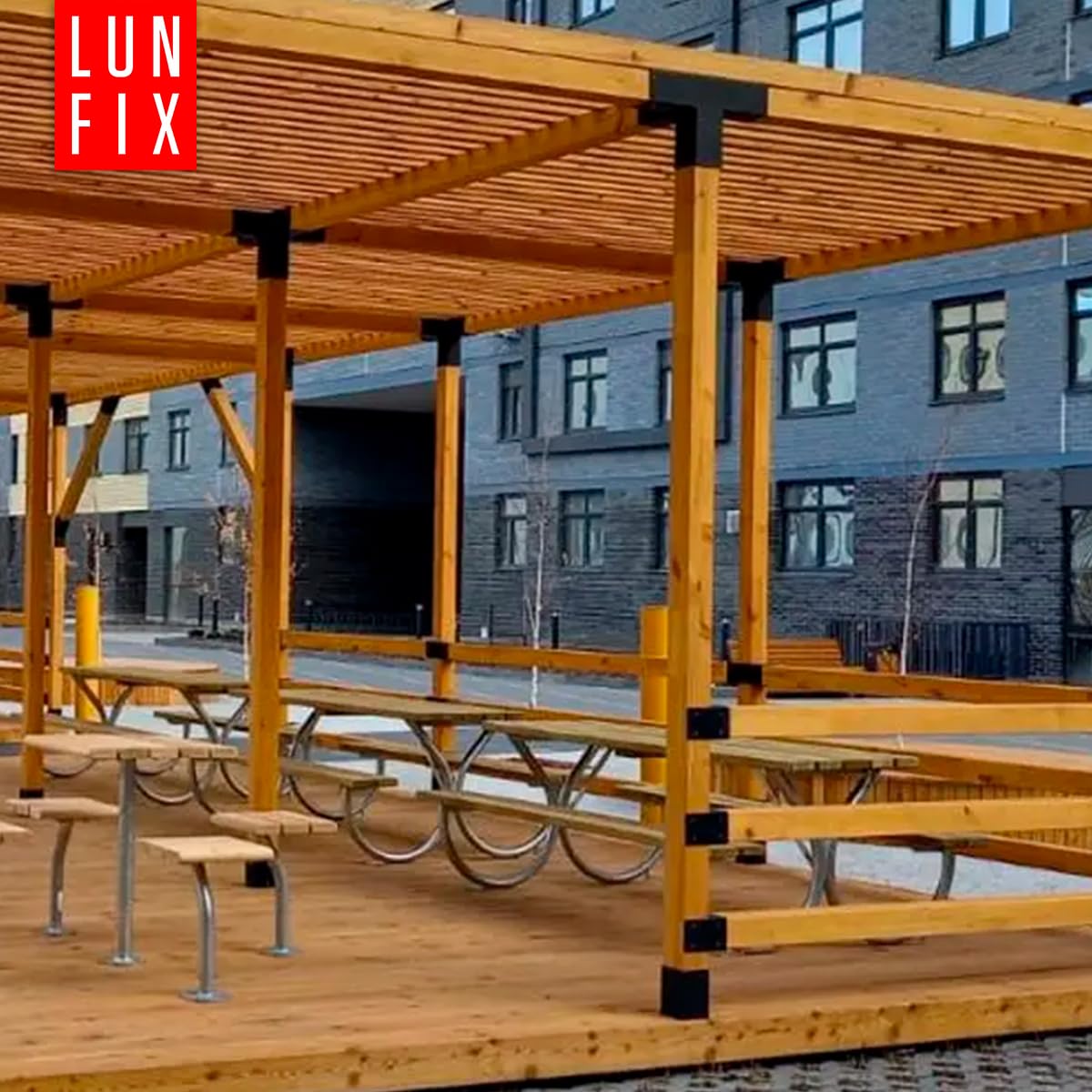 Staffa angolare 90° Y 72x165x162x1,5 mm, connettore per pali in legno, staffe angolari per legno e travi, staffe fissaggio travi robuste, angolari metallo robusti per pergola gazebo fai da te Lun Fix