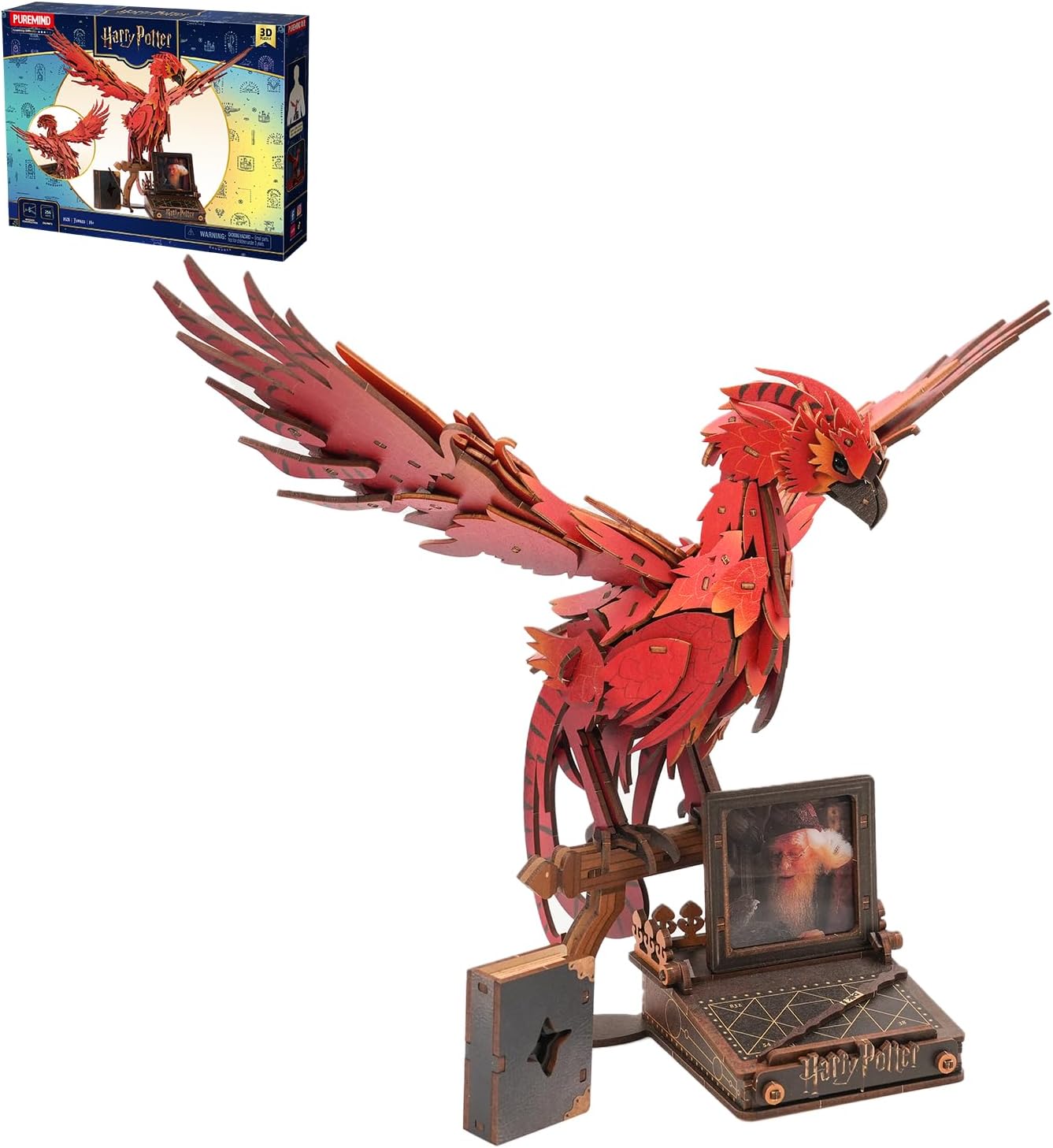 PUREMIND Harry Potter Fawkes Feniks, Drewniane Puzzle 3D, Model z Schowkiem