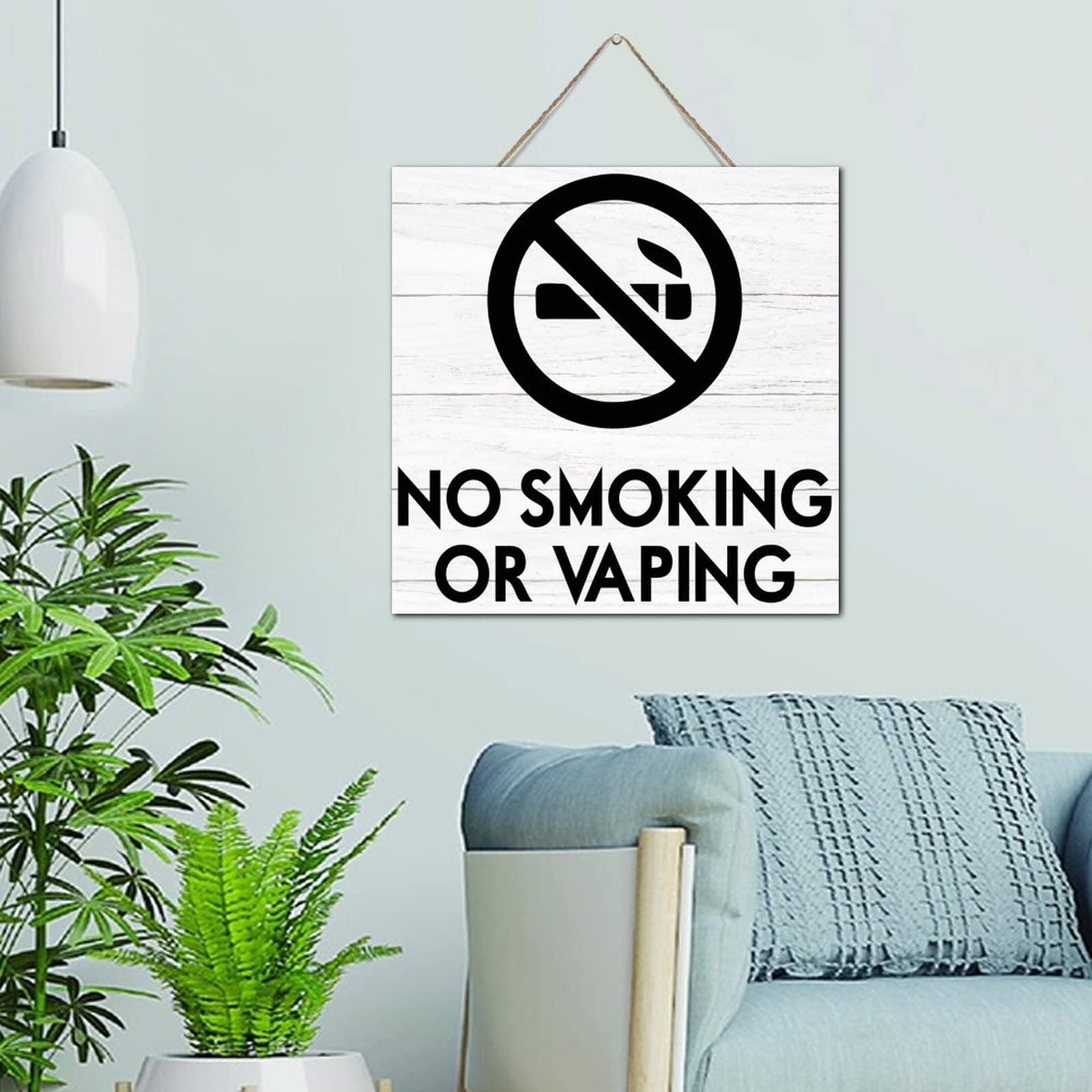 Plaque murale en bois No Smoking pour salon et bureau zen