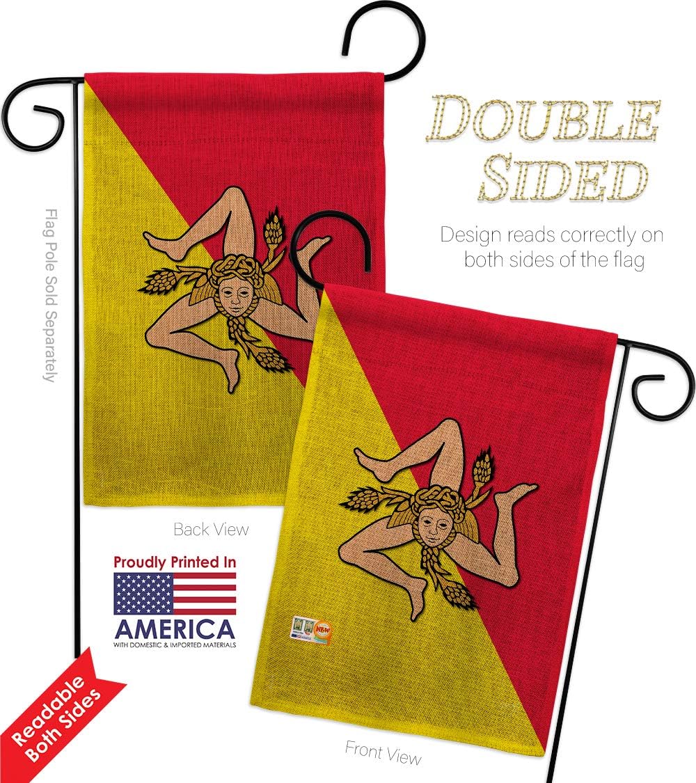 Sicily Burlap Garden Flag Regional Nationality Nation International World Country Particular Area Small Decorative Gift Yard House Banner Double-Sided Made In USA 13 X 18.5