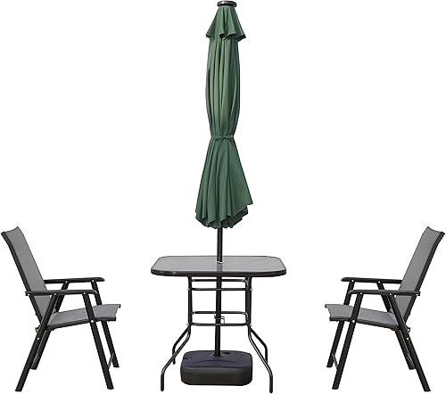 Miniatura 5 de LeisureMod Sierra Solar LED Patio Umbrella 9 ft, Market Umbrella with Tilt, Outdoor Garden Umbrella, Steel Frame, 24 Lights