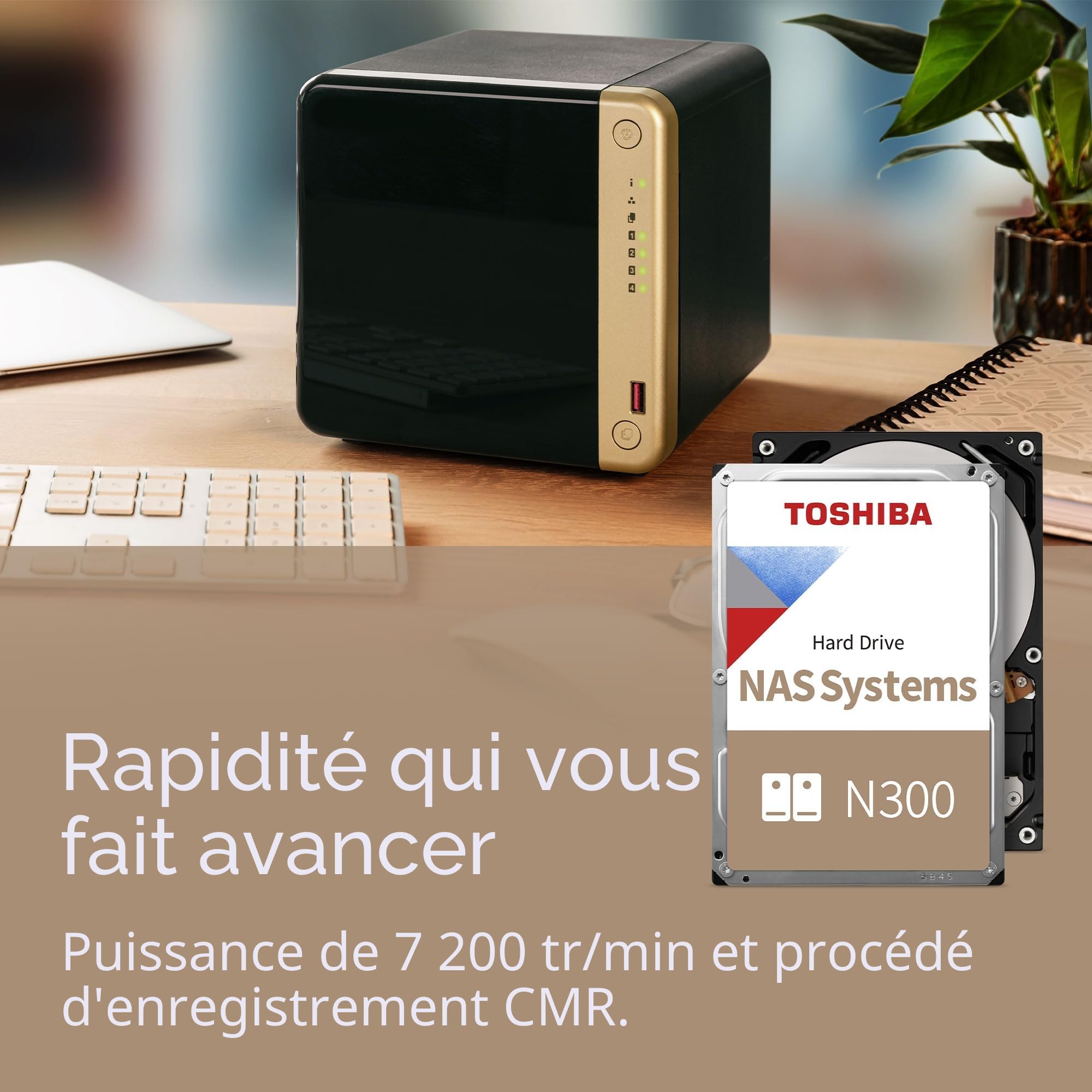 Toshiba N300 16TB Internal NAS Hard Drive, 3.5'' SATA HDD, 7200 RPM, 24/7 Operation, Supports 1-8 Bay Systems, 128MB Cache, 180TB/Year workload, 3yr Warranty (HDEXZ11ZNA51F).