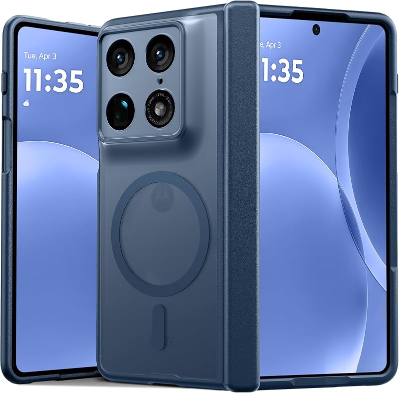 FNTCASE para Motorola Razr Fold Case, apto para Magsafe, protección de bisagra azul | Mate translúcido, a prueba de caídas de grado militar de 18 pies, cubierta protectora para teléfono, azul