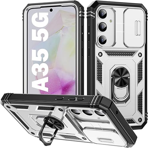 Miniatura 61 de PASNEW Funda para cámara Samsung Galaxy A15 5G, soporte metálico de grado militar, resistente a prueba de golpes, carcasa rígida para Samsung A15