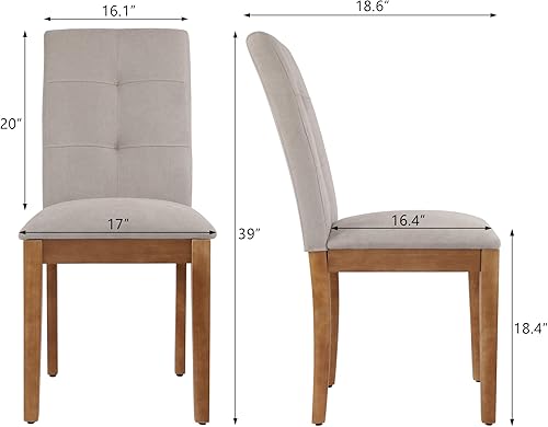 Miniatura 3 de DAGONHIL Juego de 4 sillas de comedor, modernas sillas de comedor tapizadas de tela, sillas de cocina sin brazos con patas de madera y asiento