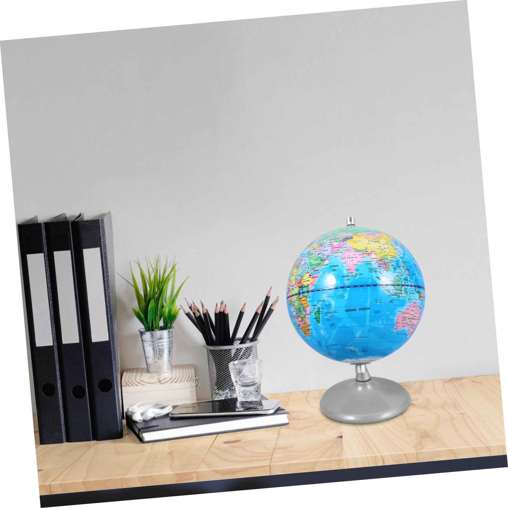 Didiseaon Mini Globe Didattico Interattivo per Bambini 4-12 Anni, Mappamondo 20 CM in Ferro Base Stabile, Globo Educativo per Studenti a Casa e Scuola