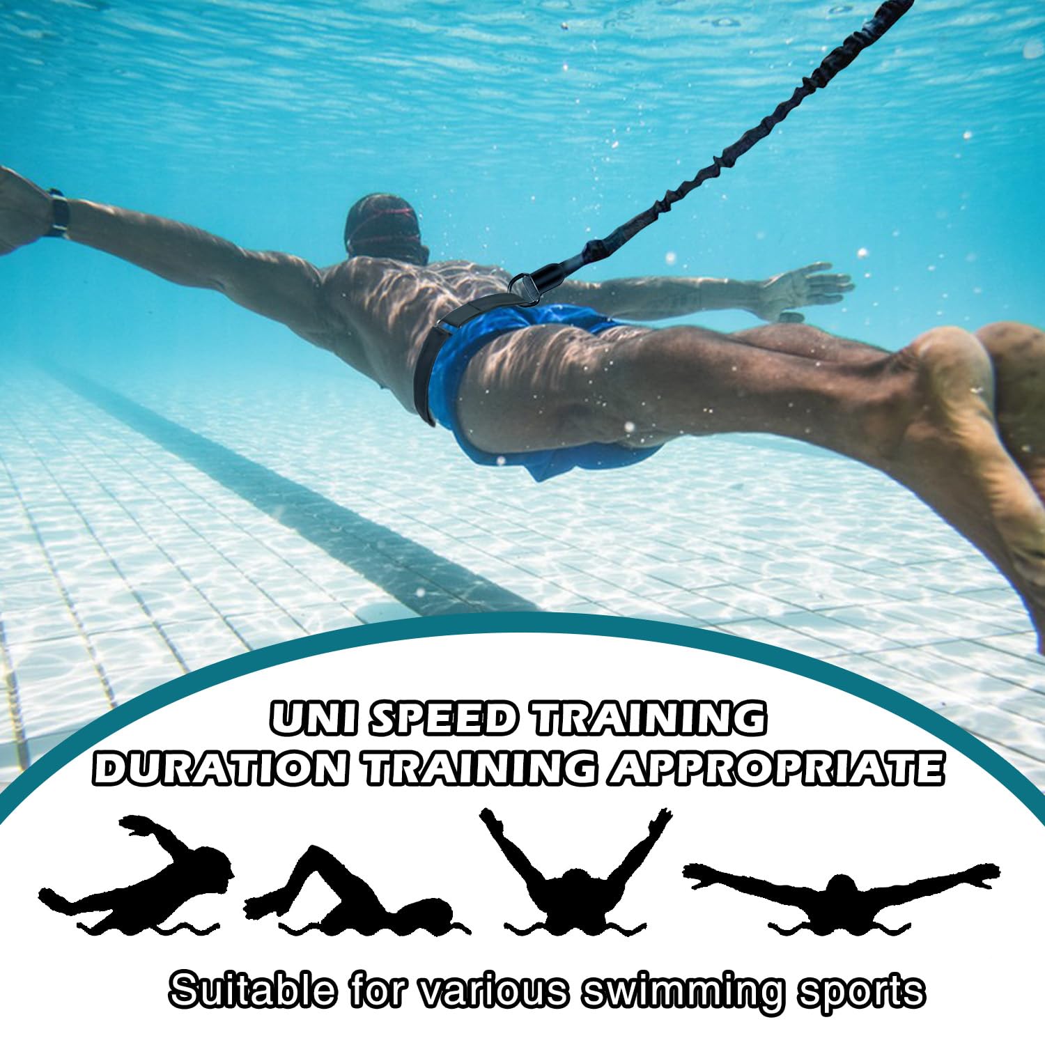 Landrain Schwimmgürtel Erwachsene, 2.5-7.5m Einstellbare Schwimmgurt für Pool