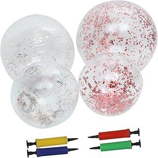 Amosfun 1 Set Inflatable Beach Ball Giant Beach Ball Clear Blow up Ball Beach Pool Toys hawaiano Kid Bath Toys Summer Toy Inflatable Glitter Ball Glitter Inflatable Ball PVC