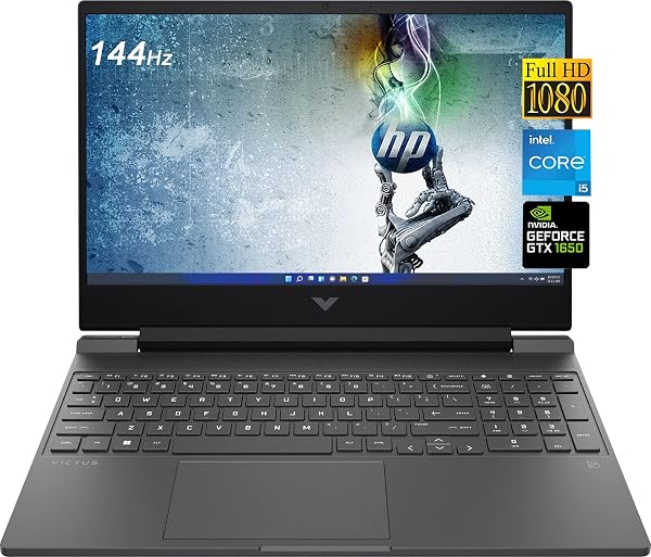 HP Victus - Portátil para juegos, pantalla FHD de 15.6 pulgadas, NVIDIA GeForce GTX 1650, Intel Core i5-12450H, 8 GB de RAM, SSD de 512 GB, frecuencia de actualización de 144 Hz, WiFi 6, Win 11, paquete con JAWFOAL 🥇✔️ ® A Pedido 🏆™