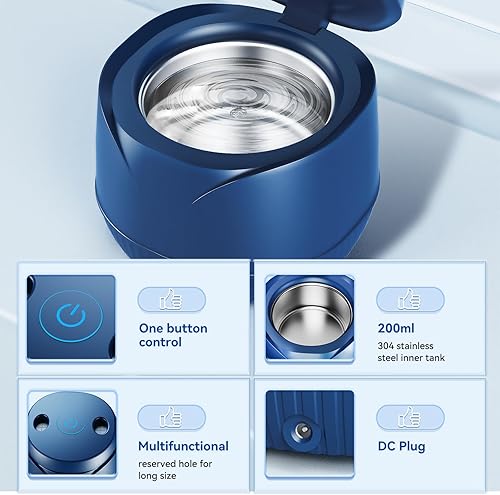 Miniatura 6 de Limpiador ultrasónico de retenedores  Limpiador ultrasónico profesional de 45 KHz  Limpiador ultrasónico de joyas para retenedores, dentaduras,