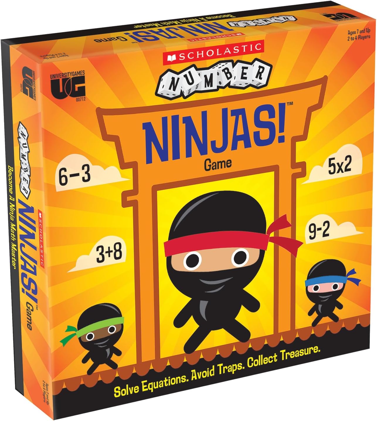 University Games | Scholastic Number Ninjas Math Master Board Game, Reinforces Mathematics Skills for Kids, for 2 to 4 Players Ages 7 and Up