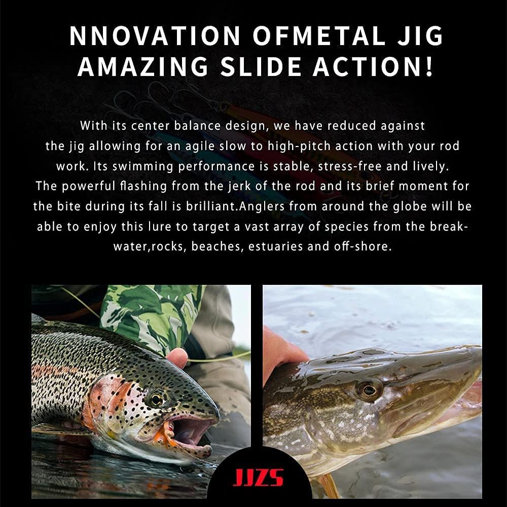 8 Pack Lead Jigs Vissen Lokt Zoutwater Glow in Dark Metal Jigging Lepel Bass Lokken Kit Micro Vlinder Jigs voor Tonijn Snapper met Assist Haken