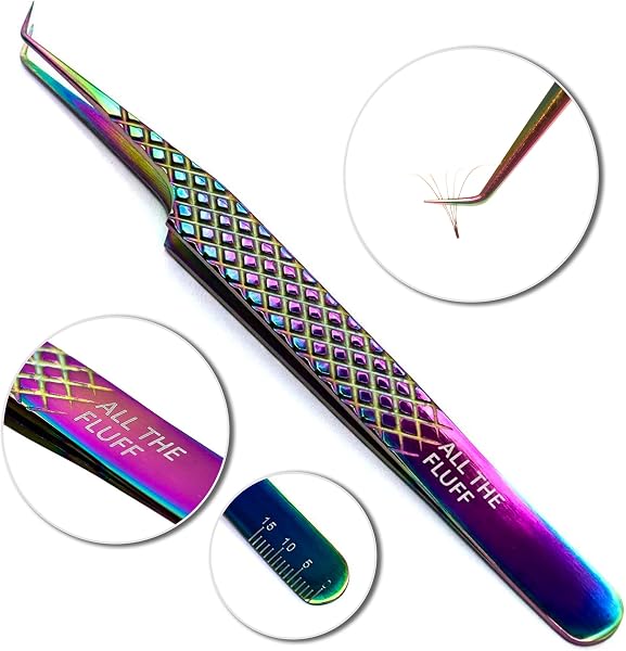 LLBA Lash Tweezer Professional for False Lash Application Tool | Multi Shapes & Purposes with Non-Slip Grip Tweezers for Volume, Isolation & Classic Lashes (Galaxy, All The Fluff Volume) - 2