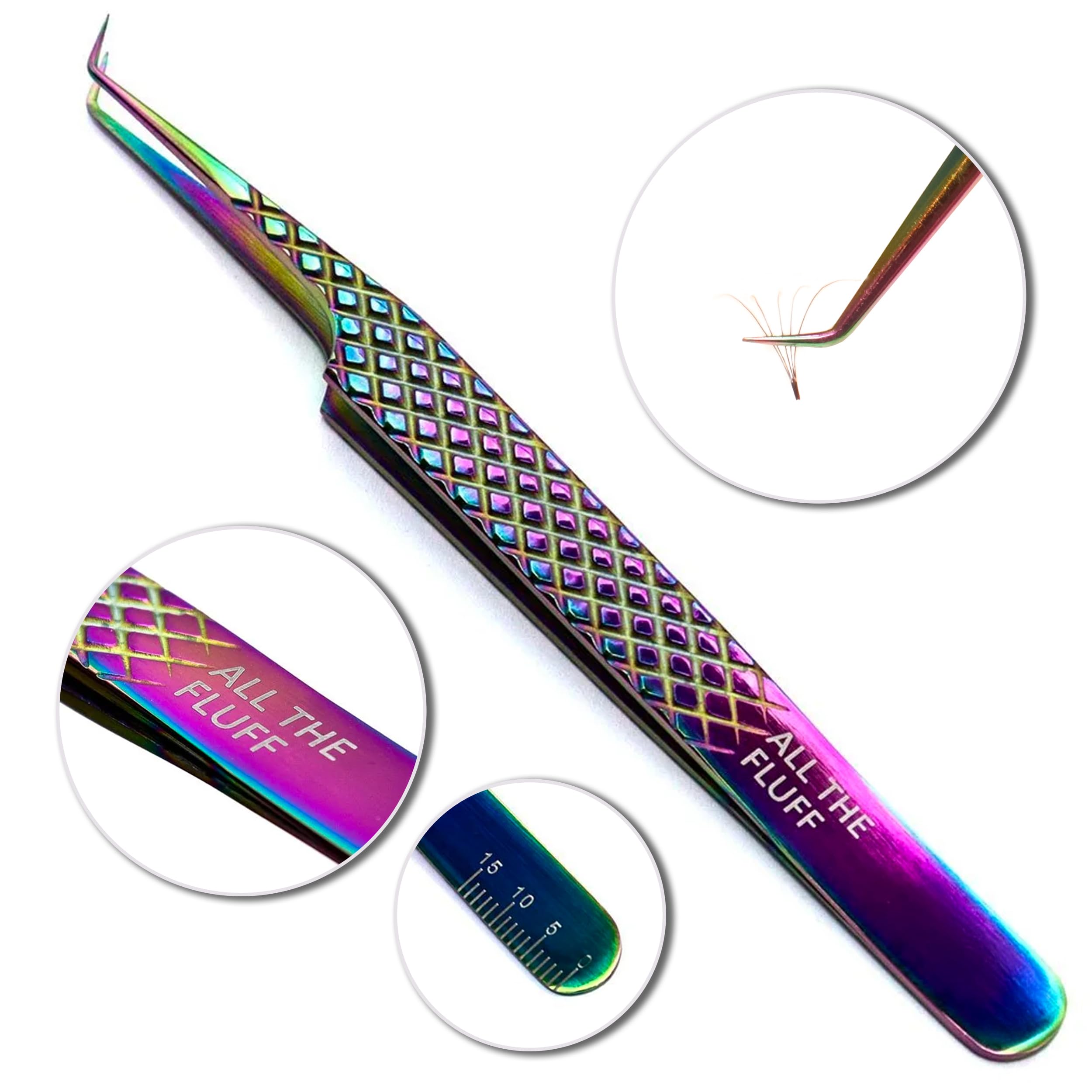 LLBA Lash Tweezer Professional for False Lash Application Tool | Multi Shapes & Purposes with Non-Slip Grip Tweezers for Volume, Isolation & Classic Lashes (Galaxy, All The Fluff Volume) — view 2
