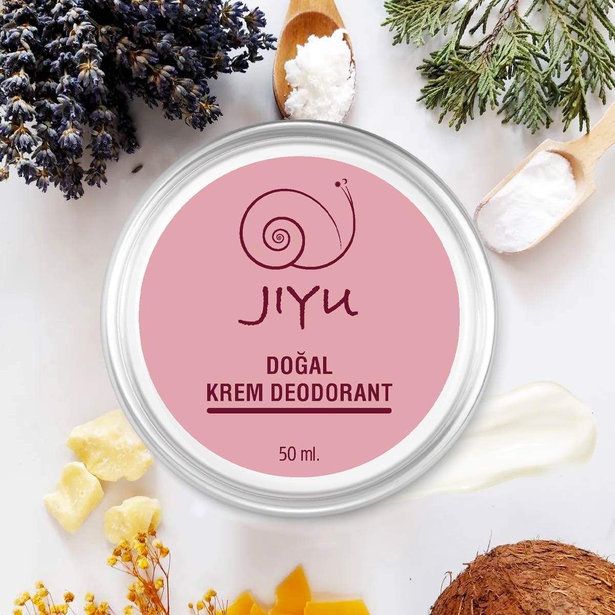 Jiyu Krem Deodorant%100 Doğal Ter Kokusu Önleyici Koltuk Altı Beyazlatıcı (Krem Roll-On) 50 ml.