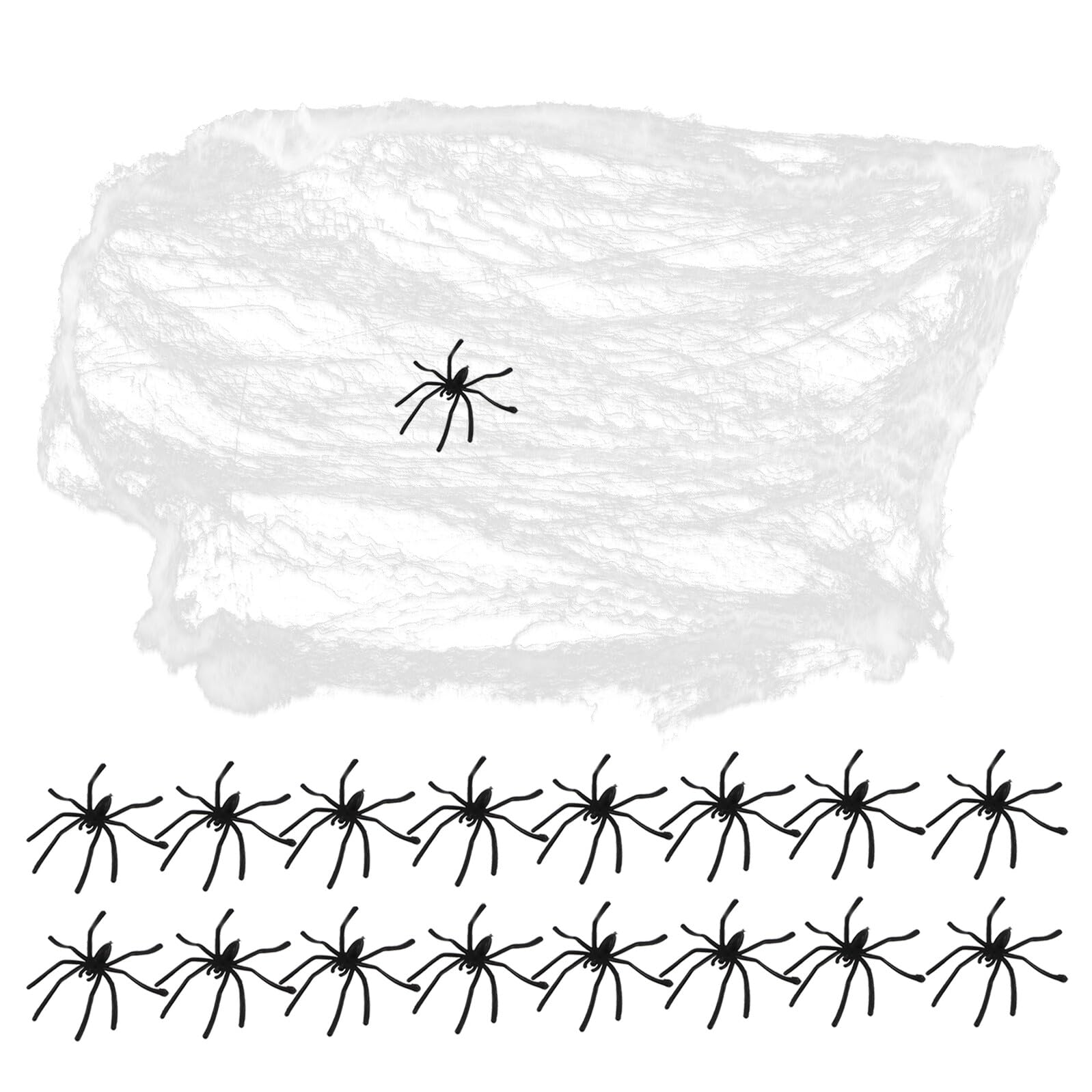 Toyvian Decorazione Ragnatela Elastica per Halloween con Ragni di Plastica Fosforescenti Rete per Catturare Ragnatele 300G Decorazioni Spettrali per Interni ed Esterni Allestimenti per