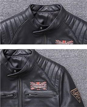 Amazon | バイクジャケット 牛革 男の本革ジャンバー レザー 革