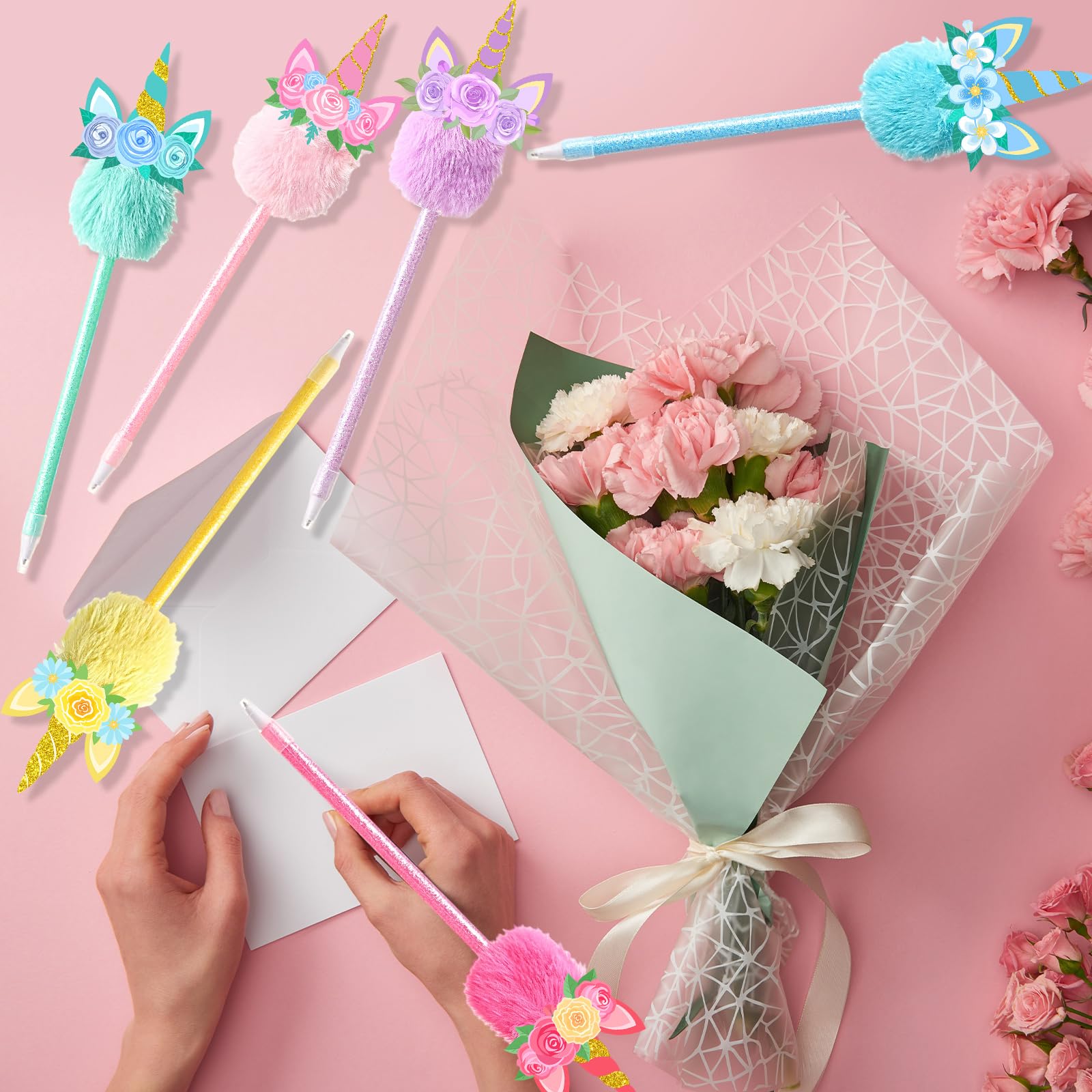 Yexiya 28 Pieces Rainbow Pens Fun Pens For Kids Fluffy Pen Novelty Pens Girls Boys For Party Favors School Office Birthday Carnival Party Favor Supply