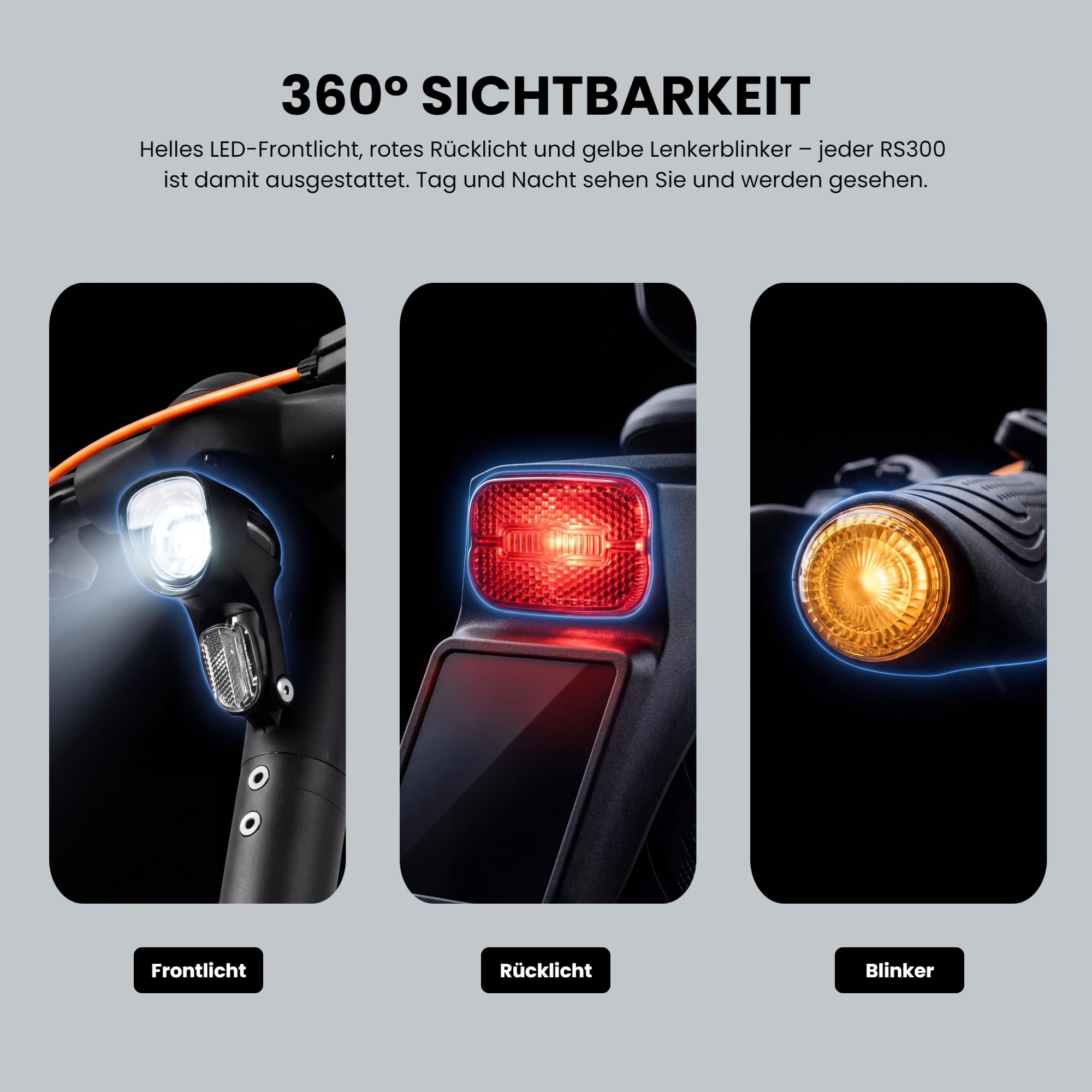LAELIN RS-Serie E-Scooter mit Straßenzulassung und Fingerprint Sensor (20 km/h, bis zu 85km Reichweite, 45% Steigung, Schlauchlos, Dual-Bremsen, Display, App, TCS)