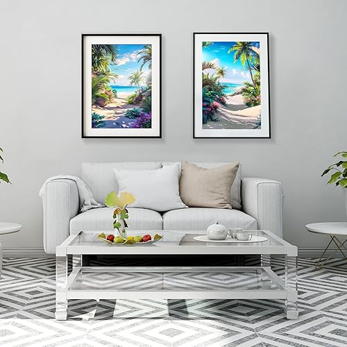 Miniatura 3 de YOYA Paquete de 2 kits de pintura de diamantes de paisaje de playa 5D para adultos, kits de arte de diamantes de playa para bricolaje, pintura de