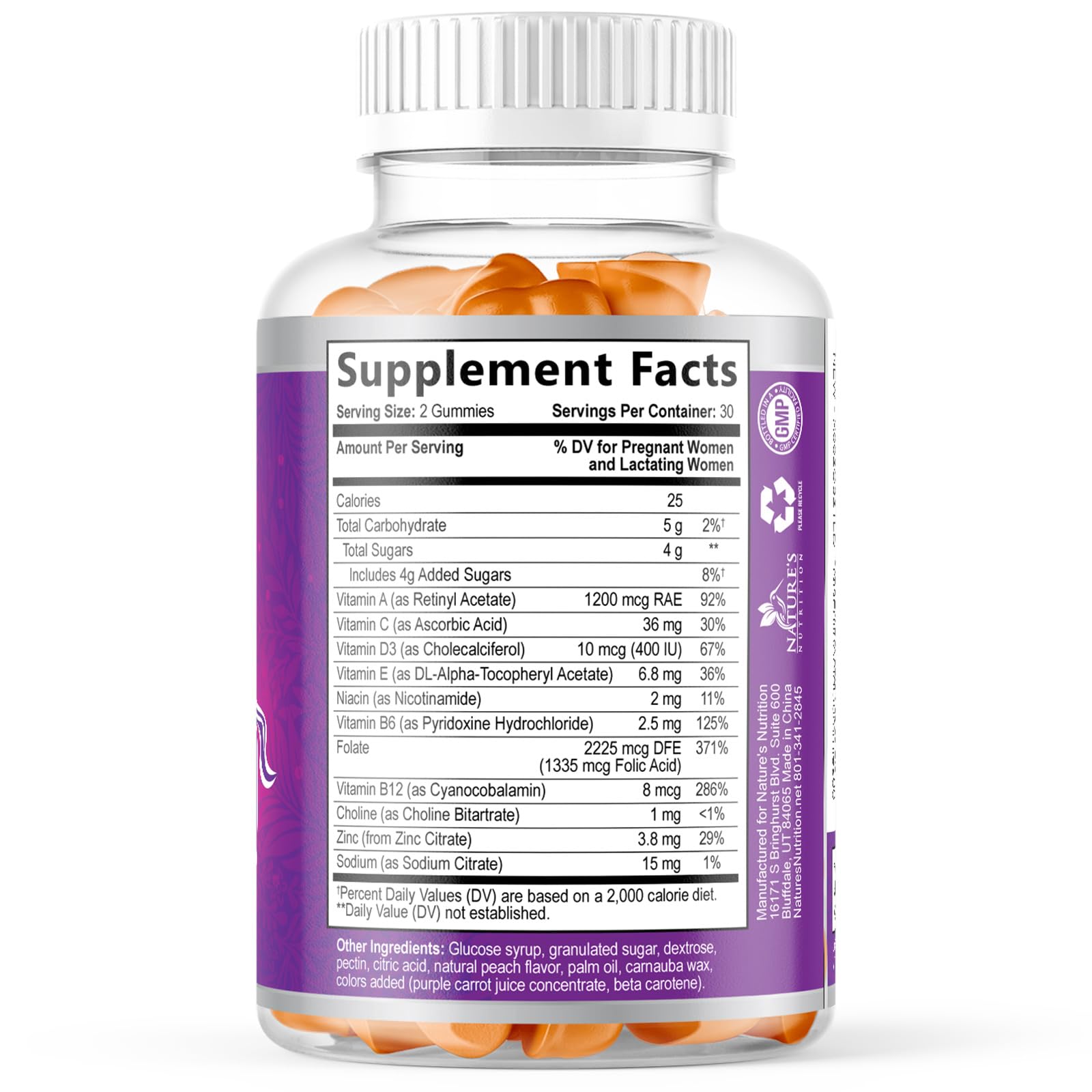 Prenatal Vitamins for Women - Pregnancy Vitamins Gummies with 1335mcg of Folic Acid, Vitamin A, C, D3, B12, B6 - Prenatal Multivitamin Gummy for Fetal Support, Pregnant & Nursing Women - 60 Gummies — Amazon image 9