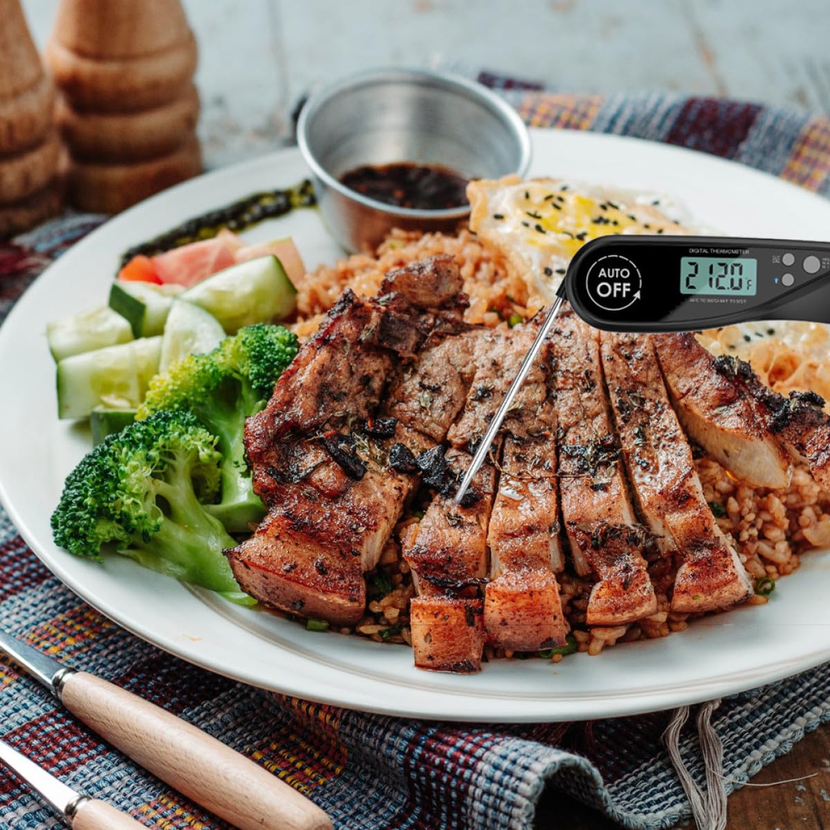 1 Pc Termómetro De Barbacoa Termómetro Para Carne Freír Termómetro De Alimentos Parrilla De Comida Termómetro Digital Termometro Para Carnes Abdominales Black