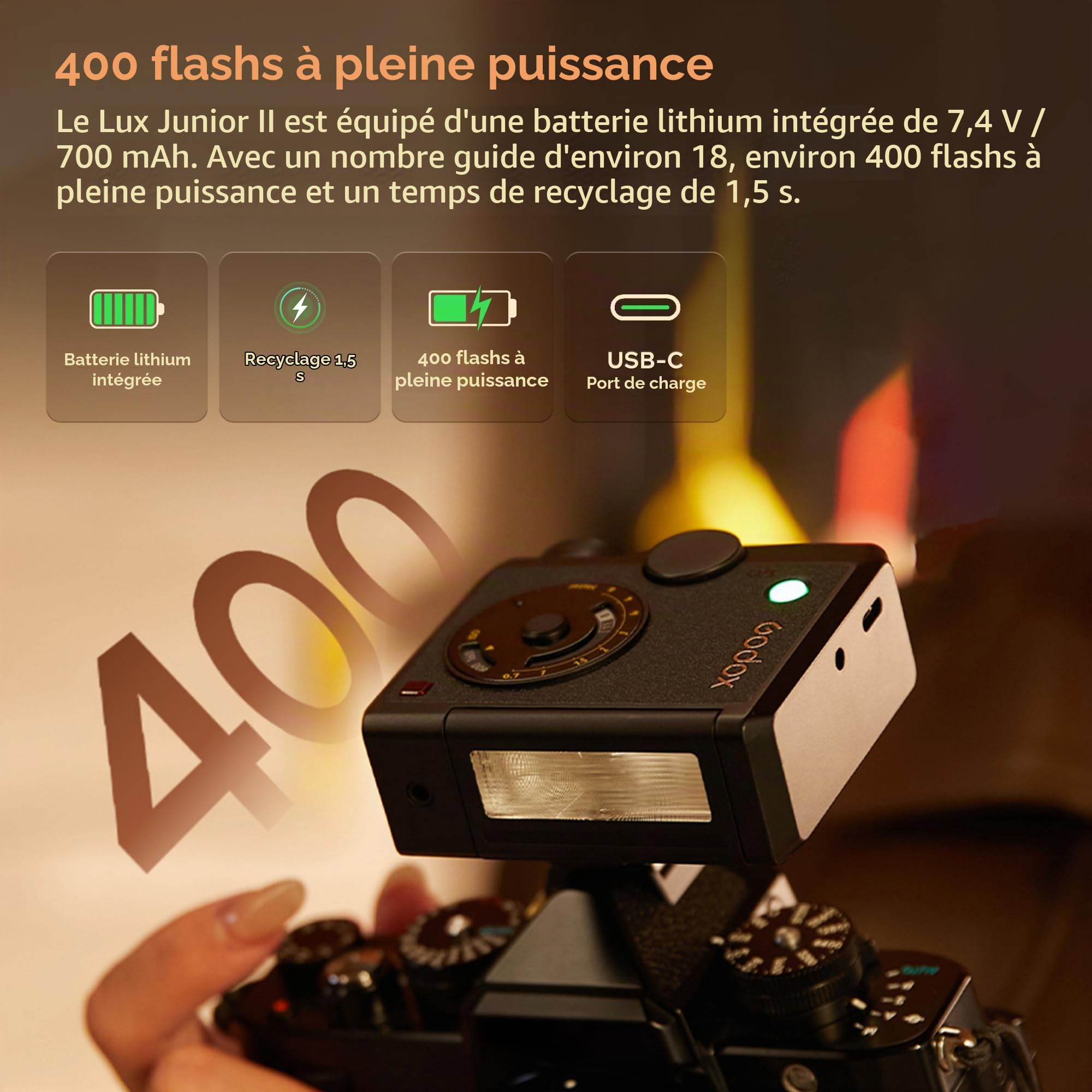 Godox Lux Junior II pour appareils Photo rétro Flash Speedlite C/N/O/P/F