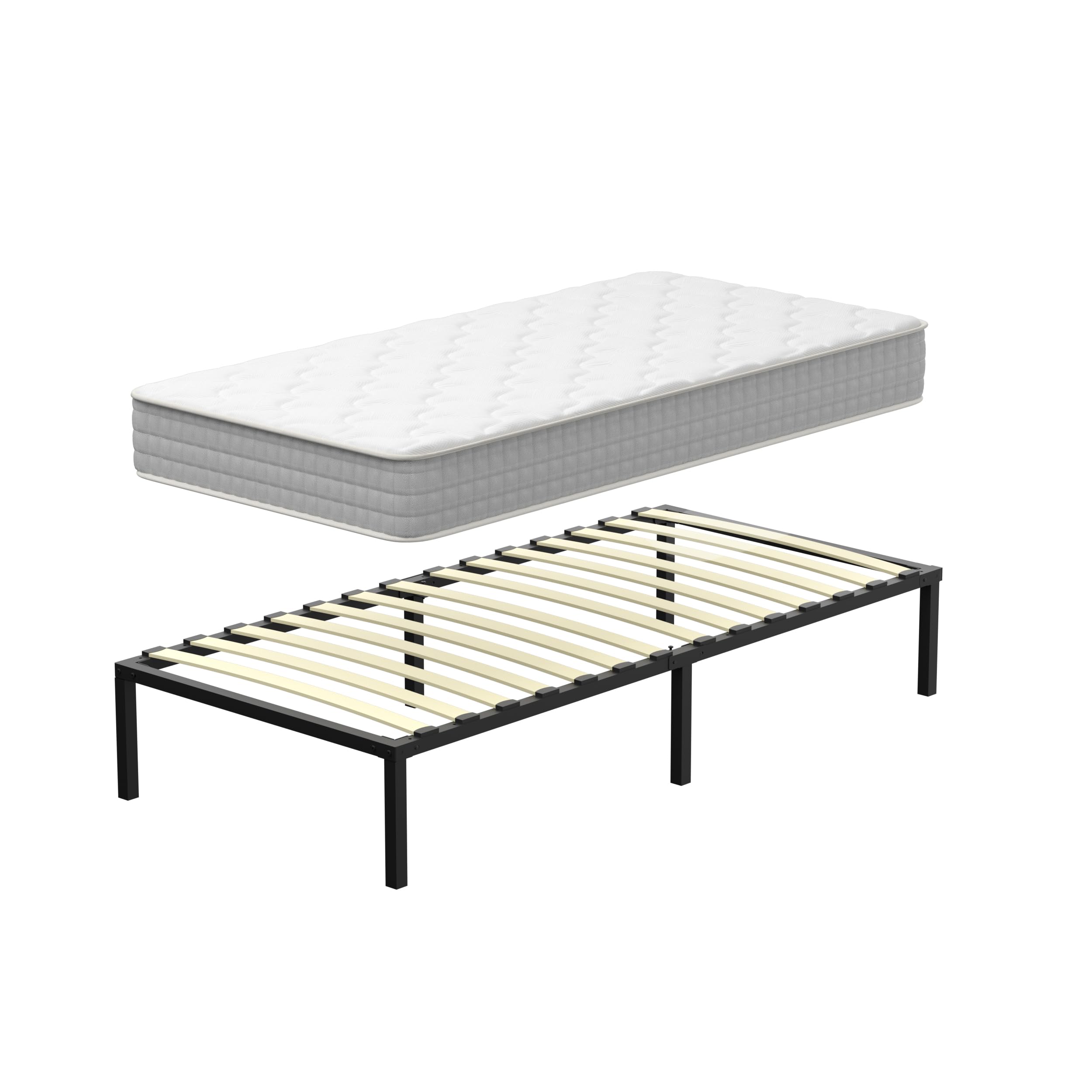 Lit enfant 90x200 complet avec matelas simple et sommier à ressorts ensachés de 20 cm DEWINNER