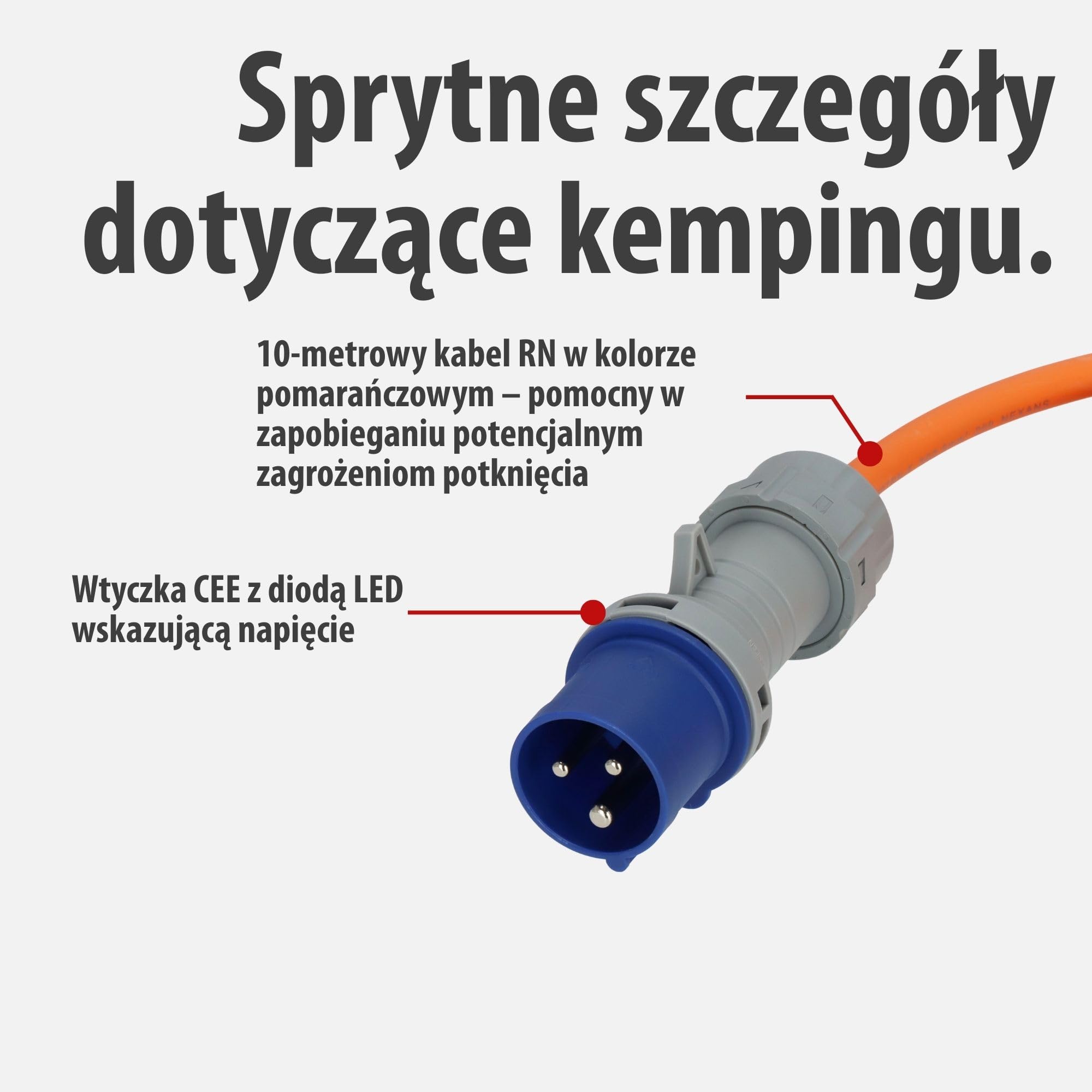 Brennenstuhl CEE 230V przedłużacz kempingowy 10m z wskaźnikiem napięcia LED (kabel H07RN-F 3G2,5, kabel zasilający do campingu do stałego użytkowania na zewnątrz IP44, Made in Germany)