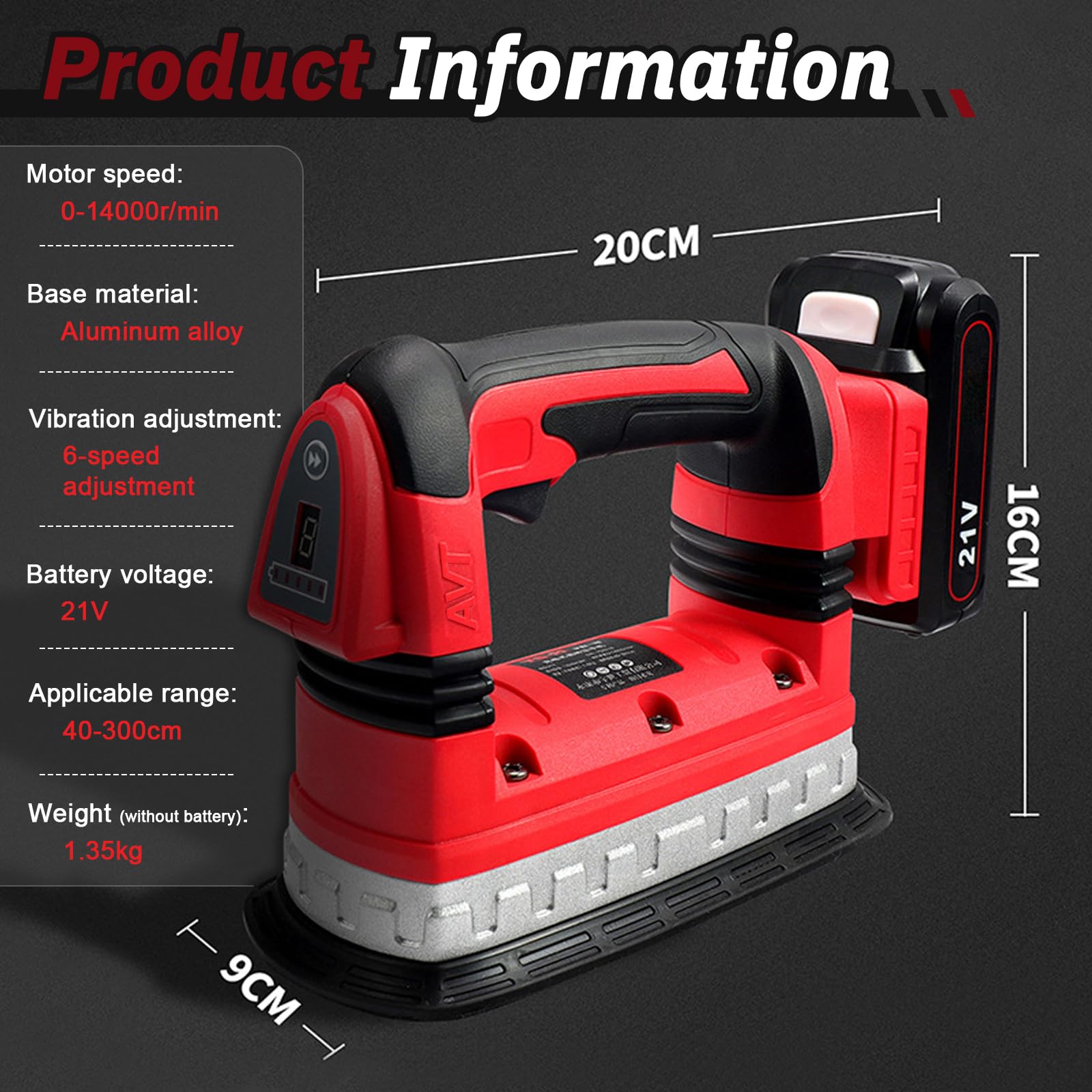 Fliesenrüttler Fliesenleger 21V Akku Bodenfliesen Maschine Professionnelle Handheld Fliesenleger LED Digitalanzeige 6 Gänge zum Verlegen von Fliesen & Wandfliesen mit 2000mAh 2 Batterie