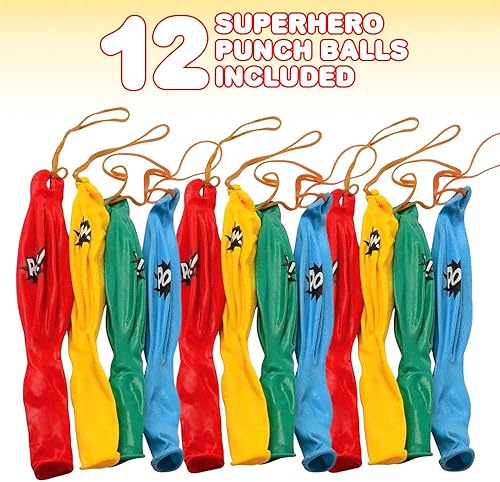 Miniatura 2 de ArtCreativity Juego de 12 bolas de superhéroe, globos de látex duraderos con bandas de goma, suministros de fiesta de superhéroes, recuerdos de