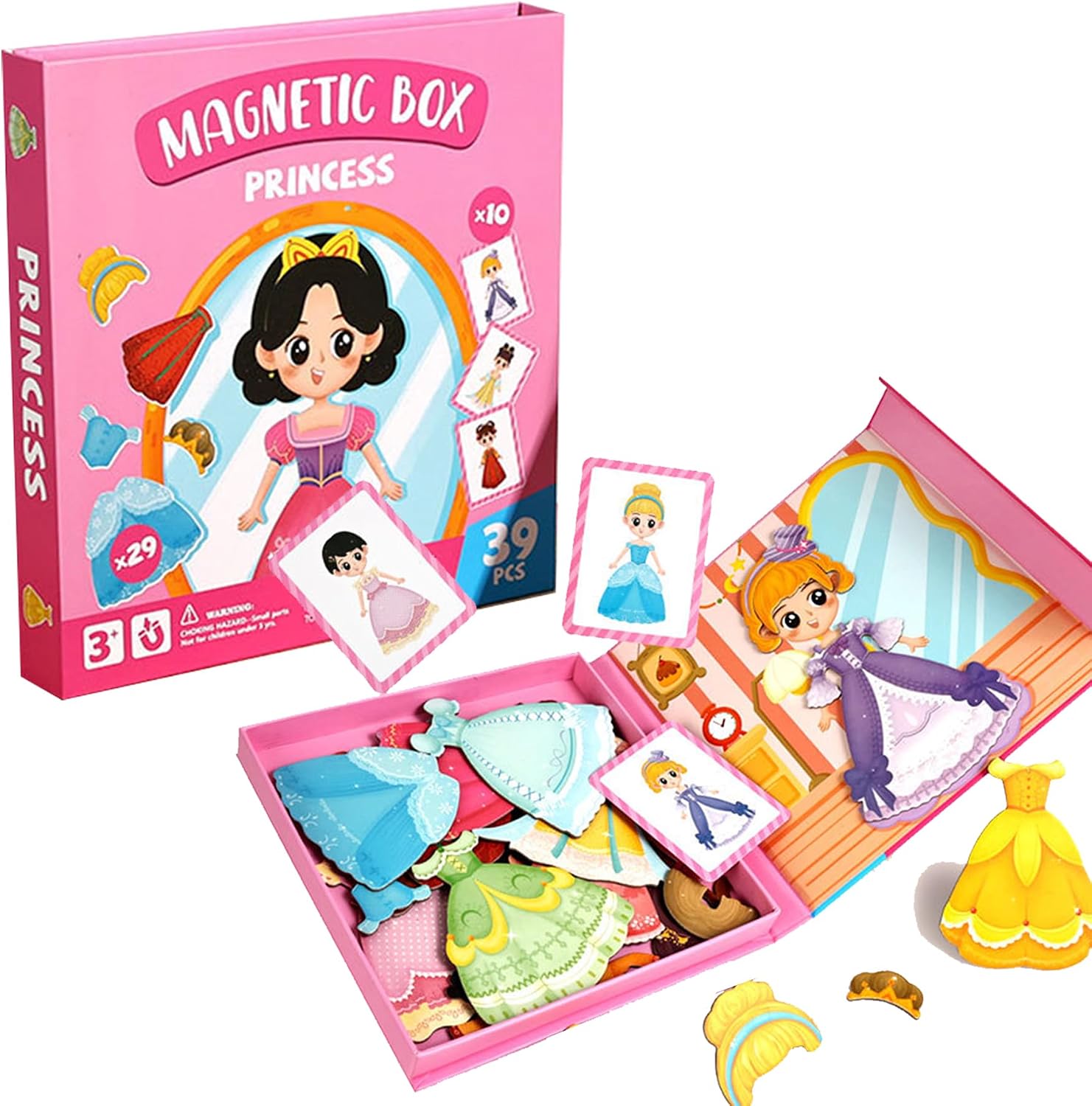 Magnetic Dress Up Dolls Playbook for Girls | 29 Magnetic Outfits & Hairstyles, Travel-Friendly Carrying Case, Fun Learning Activity for Kids