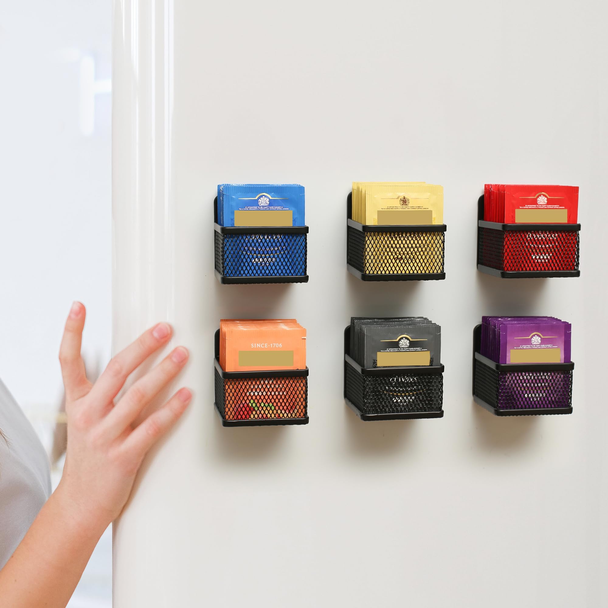 Magnetischer Teebeutelorganizer, 6-teiliges Tee-Organizer aus Metall und Aufbewahrung für Kühlschrank, Theke oder Küchenregal, ideales Tee-Geschenk für Teeliebhaber