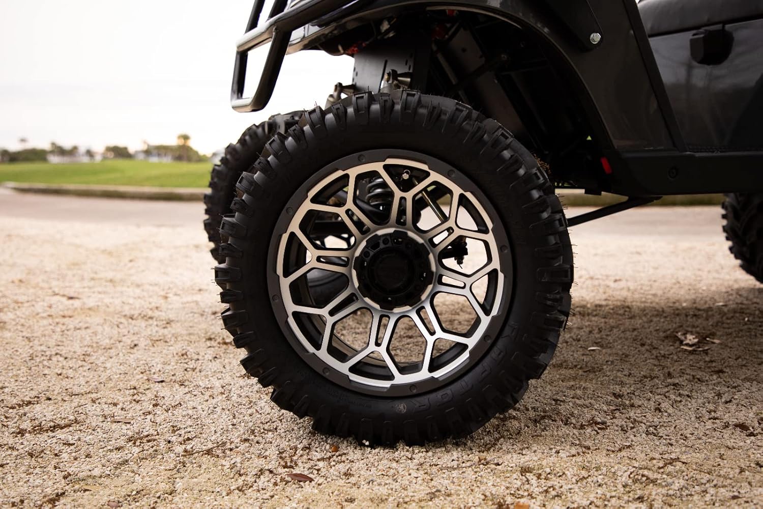 GTW Bravo - 14 Aluminum Golf Cart Wheel 14x7 | 4-4 Bolt | 3:4 Offset (Matte Gray/Machined)