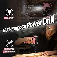 Vista 5 de COMOWARE - Juego de herramientas para el hogar rosa con taladro inalámbrico de 20V, juego de 120 piezas de herramientas manuales para mujeres, juego