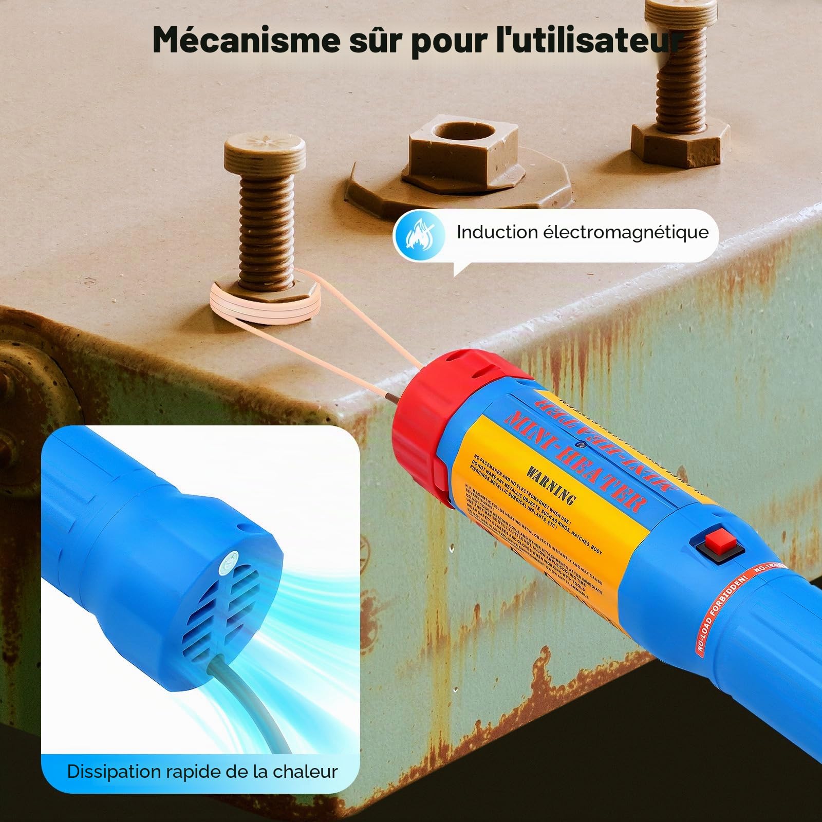 Chauffage par induction magnétique, appareil de chauffage par induction, ensemble d'outils manuels chauffants par induction, outil de chauffage par induction pour enlever les vis, appareil de